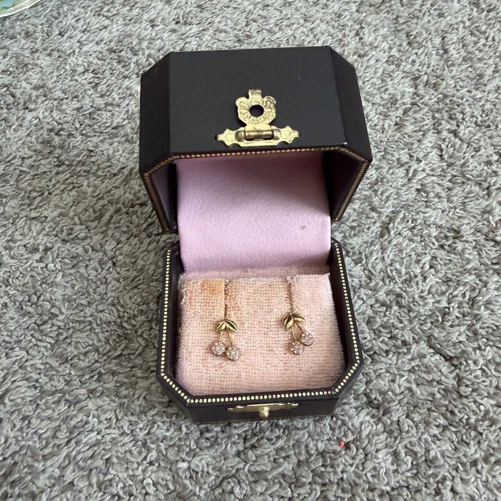 Juicy Couture Gold and Pink Cherry Earrings